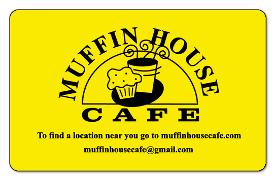 the muffin house cafe logo on a yellow background